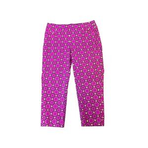 Soft Surroundings Womens Purple Floral Print Cropped Pants Large